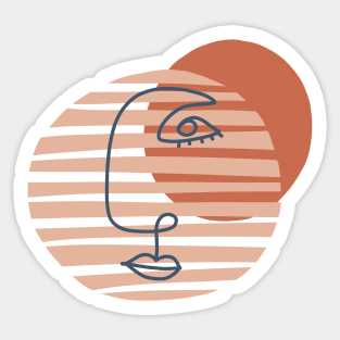 Abstract Face Line Art Modern Shapes Sticker